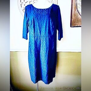 Land's End Navy blue eyelet dress size 18W